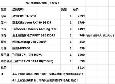 e3电脑配置多少钱一台