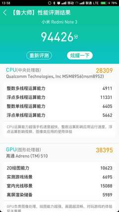 红米3鲁大师跑分多少