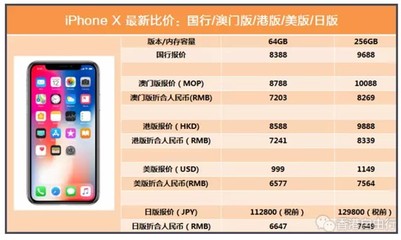 iphone x澳门版多少钱