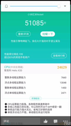 小米红米4鲁大师跑分多少